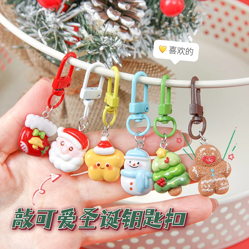 New Creative 3D Pvc Soft Glue Christmas Snowman Christmas Tree Elk Keychain Bag Accessories Perfect For Holiday Decor And Gift