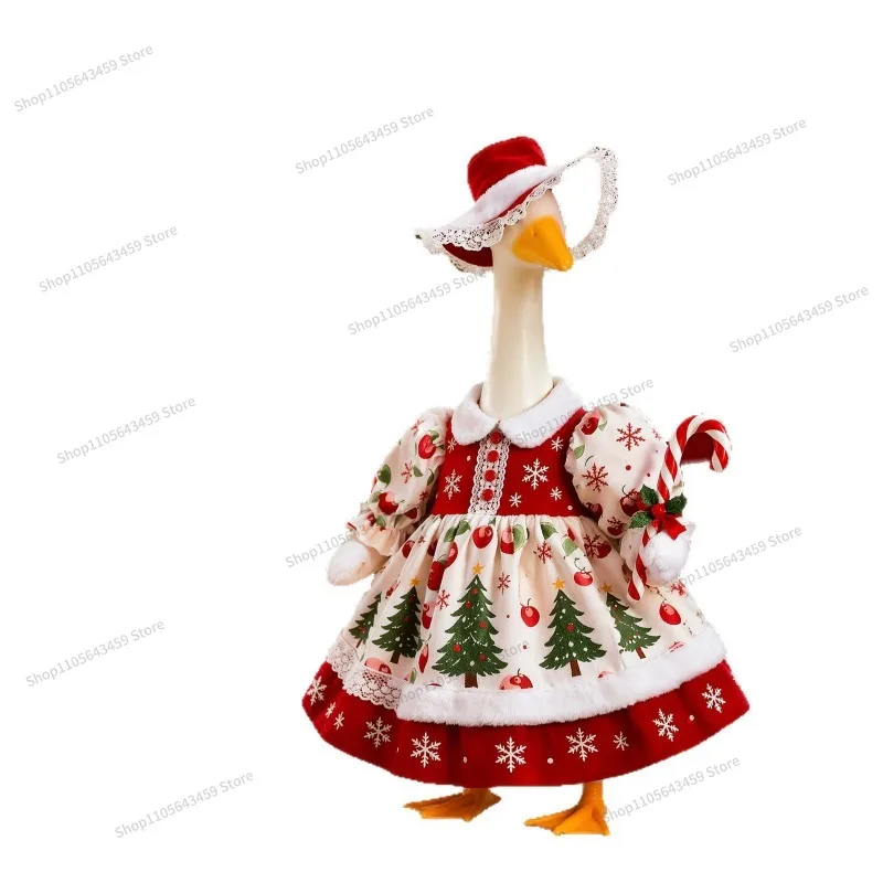 For Christmas porch goose clothes 23 inch big white goose clothes yard sculpture holiday outdoor decoration