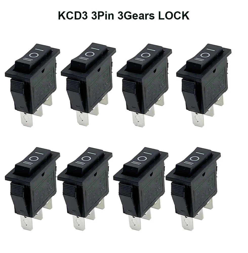 KCD3 ship type switch with three levels and three legs, high-power single pole double throw rocker power button, forward and rev