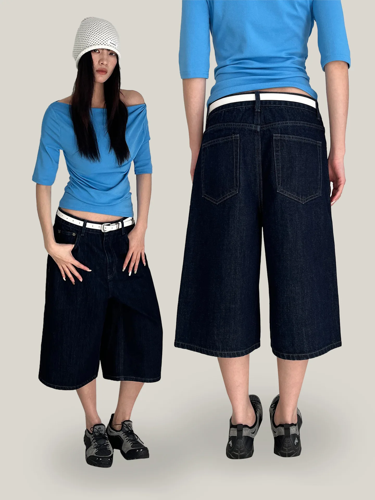 

Urban Culottes Relaxed High Breathable Bermuda WideLeg WashedDenim Cropped Shorts StreetStyle Effortless Versatile Pants