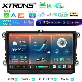 Radio Multimedia para Auto XTRONS de 9'' con Android 14, Qualcomm DualBT, Octa Core, 8+128GB, QLED, 4GLTE, GPS y DSP para Volkswagen, Skoda y SEAT 1