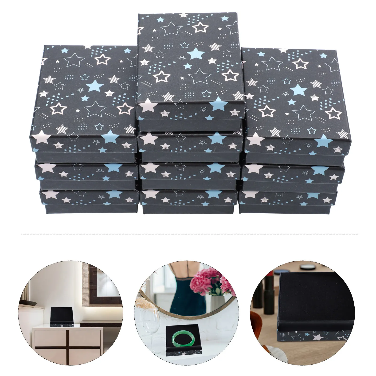 

10Pcs Star Pattern Small Jewelry Box for Rings Necklaces Earrings Bracelets Organized Untangled Easy Shop Display