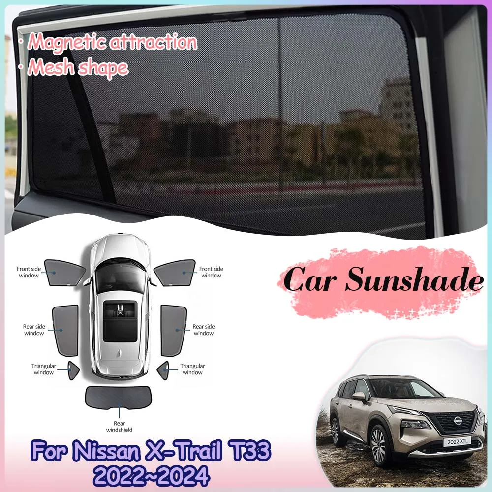 

Magnetic Sunshades for Nissan X-Trail T33 Rogue X Trail 2022 2023 2024 Car Rear Windows Shield Mesh Windshield Visor Accessories