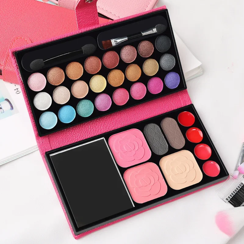 33 colori Set per il trucco ombretto in polvere Blush rossetto cosmetici duraturi trucco con specchio per tavolozza portatile da viaggio per principianti