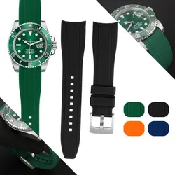 Curved Interface Rubber Strap for 20mm 22mm Seiko 5 SRPD63K1/Rolex Submariner/Citizen/Tissot Seastar 1000 Diving Watch Band