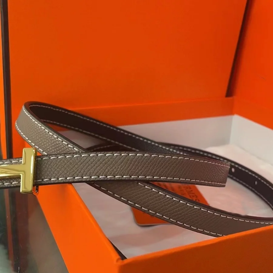 Cinto de couro feminino, fivela suave de alta qualidade, calças de couro de duas camadas com design simples, moderno e casual