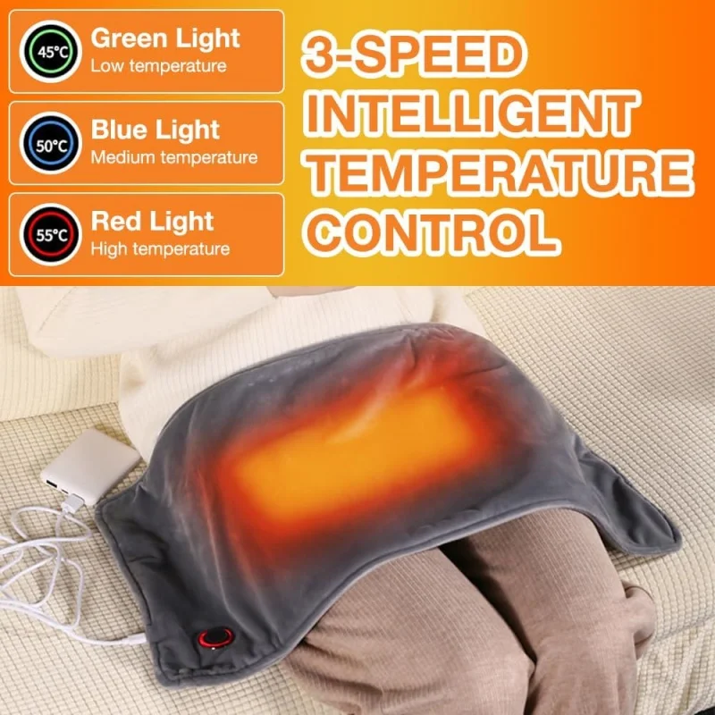 USB Portable Heating Pad For Back 3 Speed Car Travel Heating Pad For Cramps And Back Pain With 150cm Charging Cable