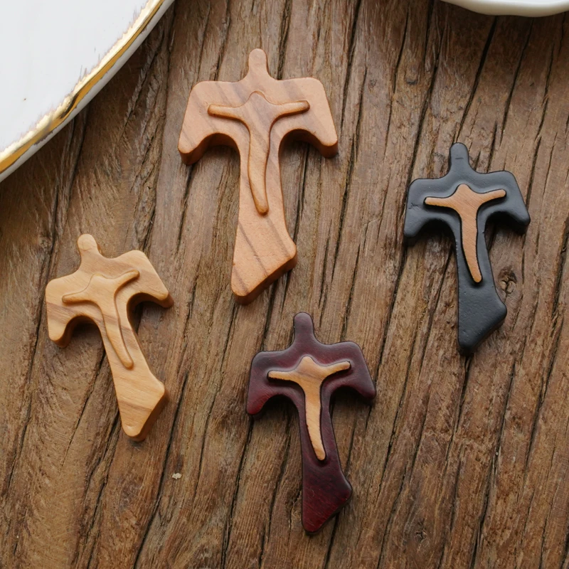 Olive Wood Pendant DIY Jewelry Necklace Crucifix Bitter Image Rosary Accessories