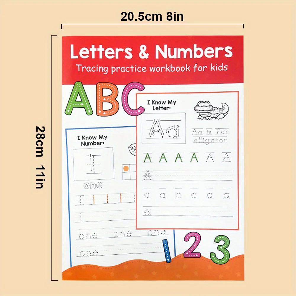 Kids Numbers and Letters Tracing Book Early Education Writing Exercise Workbook Handwritting Practice Worksheets Montessori