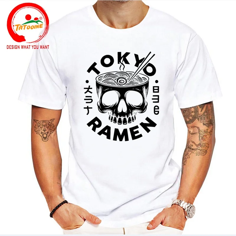 Funny Design Tokyo Skull Ramen  SRed Doublet Men Fashion Trendy Casual Clothing Stylish Tops Tee Shirt Leisure Tshirt Men's