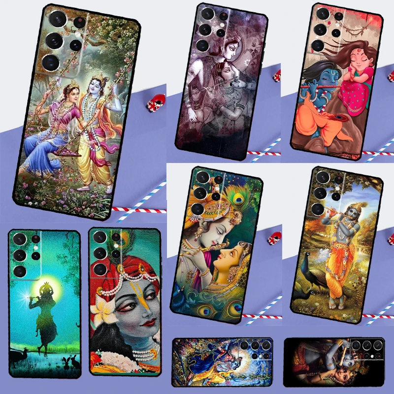 Lord Krishna Radha Phone Case For Samsung Galaxy S23 S22 S21 Ultra S20 FE Note 20 10 S8 S9 S10 Plus S10e Cover