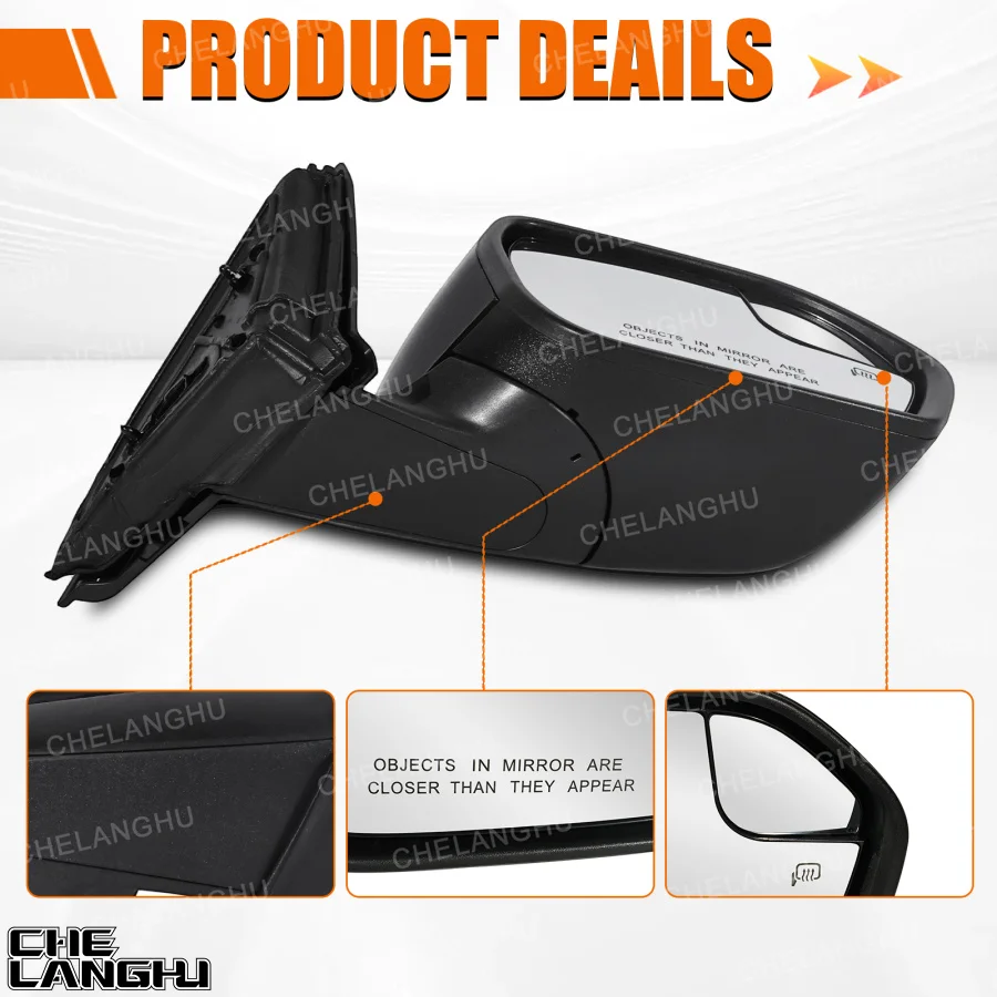 Picture 4: For Ford Explorer 2020 2021 2022 2023 2024 Car accessories 5 Pin Black Painted Power Adjust Heated Mirror Assembly
