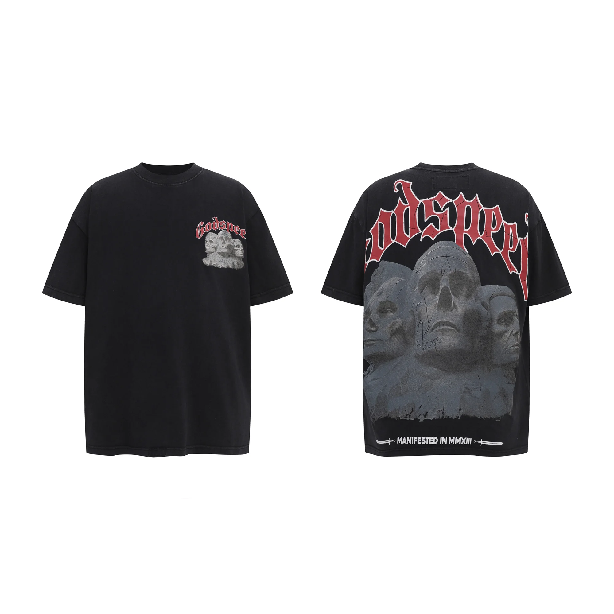 

Godspeed Retro Tee Statue Head American Trendy Brand Hip Hop High Street Pure Cotton Summer ex round Ne ort Sve ...