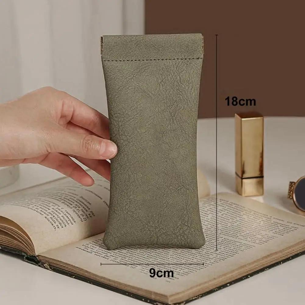 Chic Sunglasses Storage Bag 2 Pcs Sunglasses Pouch Set Soft Faux Leather Glasses Case with Auto-closing Microfiber for Eyewear