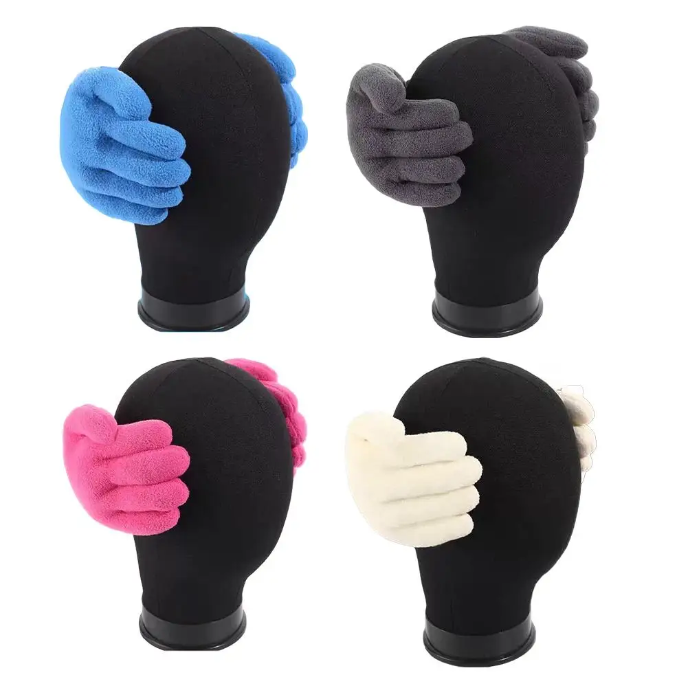 غطاء للأذنين شتوي مضحك على شكل يد للدفء للجنسين غطاء للأذنين رياضي خارجي مصنوع يدويًا مع حماية من القطيفة لركوب الدراجات والتزلج