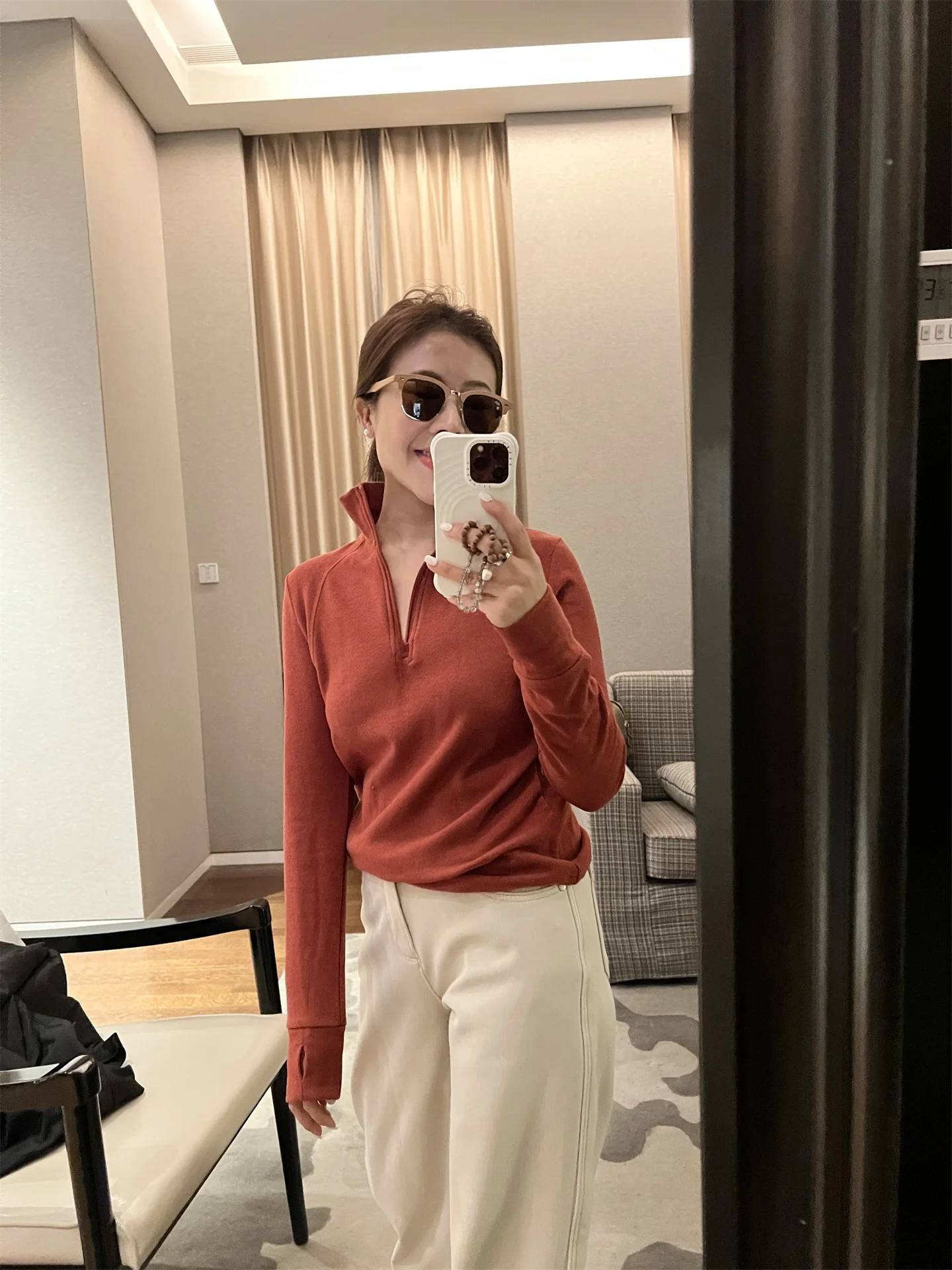 

New Year Red Fce Sweatirt Stand Collar f Zipper Casual Warm Winter New Sle Women's Straight Leg Fit Pullover Top