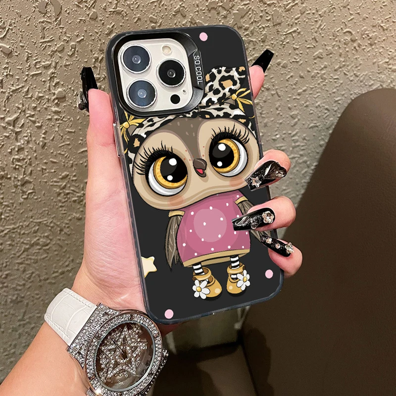 Coruja bonito dos desenhos animados caso para oppo a57 a78 a58 a54 a38 a17 a16 a54s a55 a79 a9 a5 a8 f9 a53s a53 a60 a77 pc capa de telefone