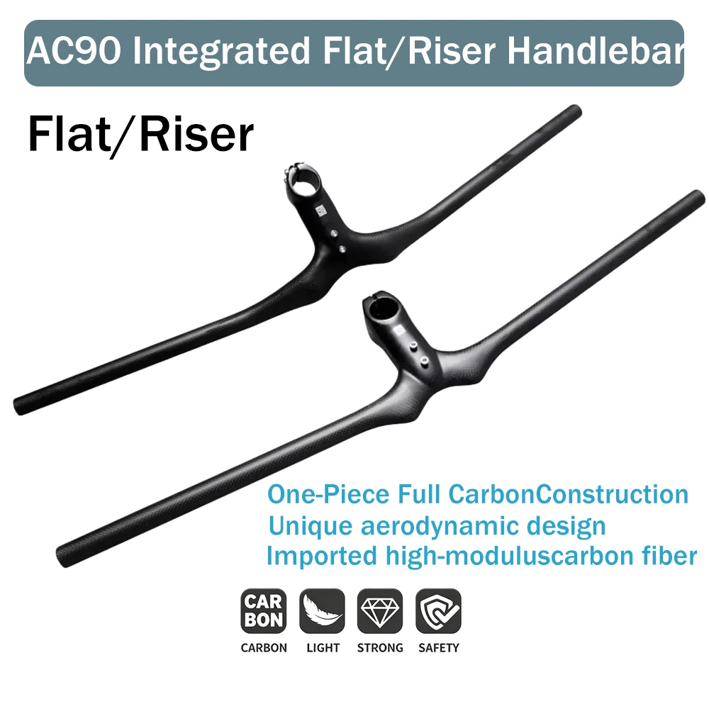 Full Carbon One‑Piece MTB Handlebar Flat/Riser With Stem 28.6/31.8mm For Cycling Sports Bicycle Replacement Accessories