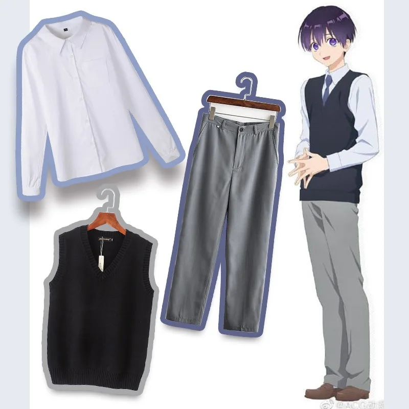 Anime Shikimori's Not Just A Cutie Yuu Izumi Cosplay Costume Purple Wig School Uniform Shirt Vest Micchon Shikimori Boyfriend