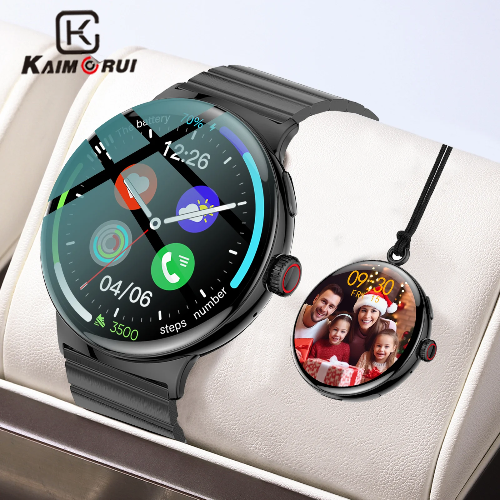 

KAIMORUI Smart Watch LA99 Pocket Watch 2 in 1 AMOLED Bluetooth Call Heart Rate Health Monitor Tracker Men Women Smartwatch 2024