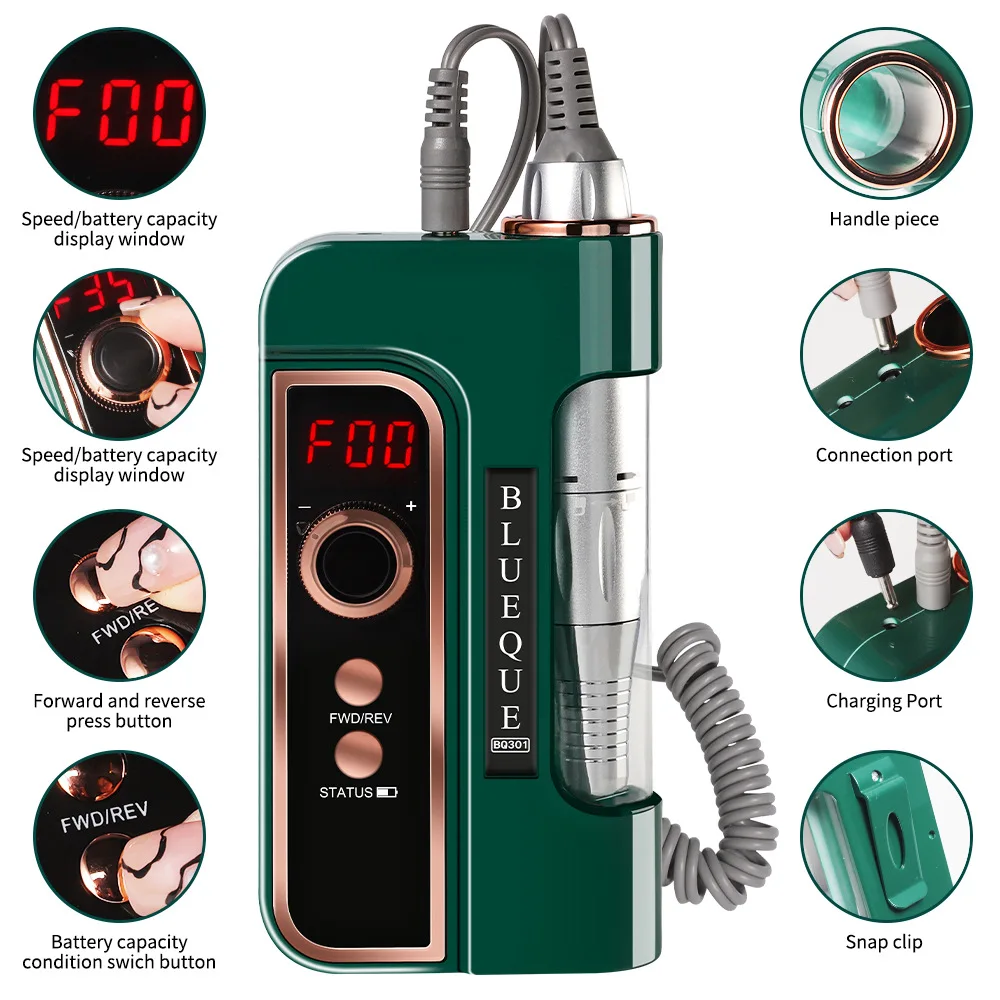 Rechargeable 35000RPM Electric Nail Drill for Acrylic Nails Gel Removal For Home Salon Professional Manicure Pedicure Tools