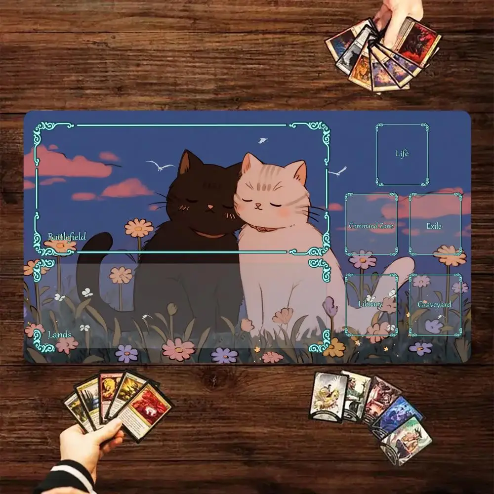

Волшебный игровой коврик с зоной, фантазийная иллюстрация кота, игровой коврик MTG, игровые коврики, настольный коврик, боевой игровой коврик Commander