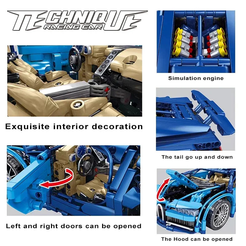 1355 pezzi tecnici Super Speed Sport Car Building Blocks assemblare mattoni veicolo da corsa giocattoli regali per amico adulto