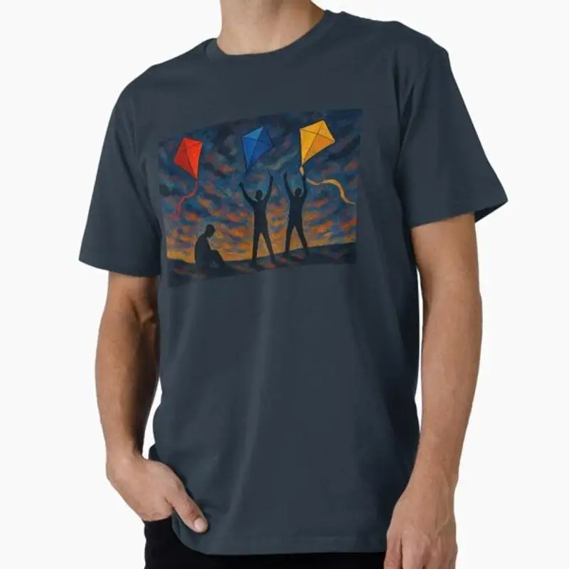 Colorful kite flying at dusk T shirt Made USA AUS M 2XL