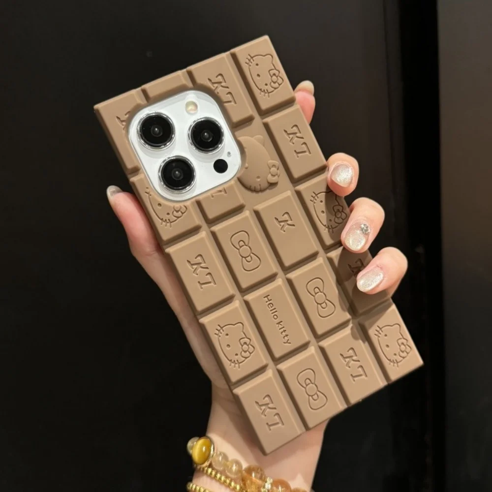 

Чехол с 3D шоколадом «Hello Kitty Rilakkuma» для iPhone 16 Pro 15 14 13 12 11 Pro Max XS Max XR, забавный мягкий силиконовый чехол