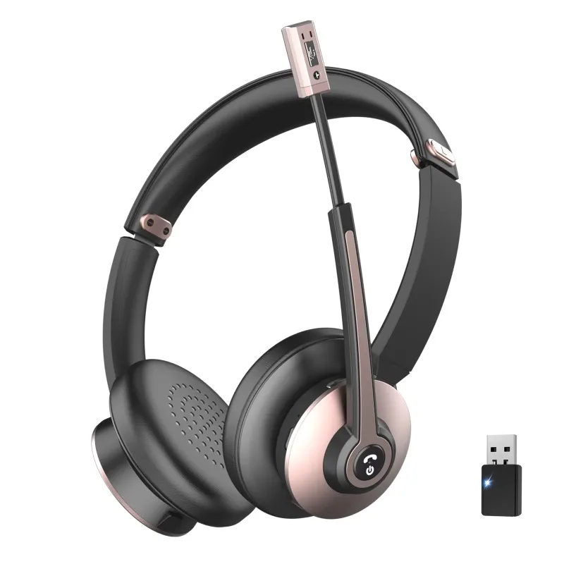 Wireless Headphones with Microphone Noise Cancelling, On Ear Headphones with Mic Mute, Handsfree PC Headsets for Zoom/Ms Teams