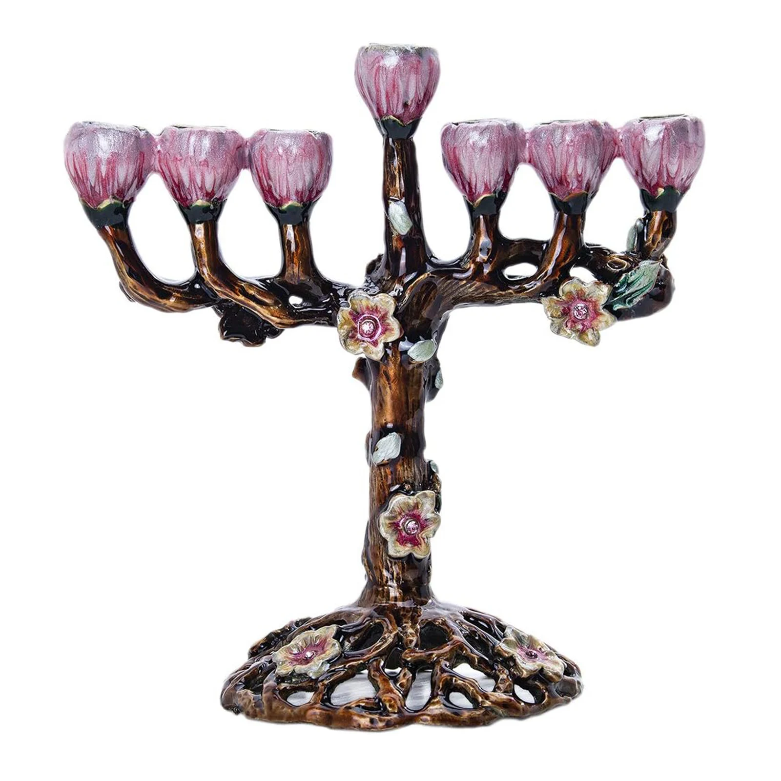 Tree of Flower 7 Branch Candle Holder for Hanukkah Menorah Candelabrum Candlestick Stand for Christmas Party Wedding Celebration