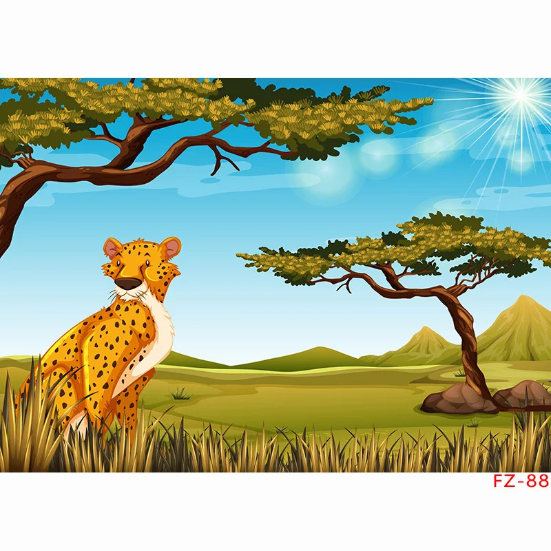 SHUOZHIKE Tropical Jungle Cartoon Wildlife Park Shoot Photo  Children's Birthday and Newborn Photography Background Prop FZ-12