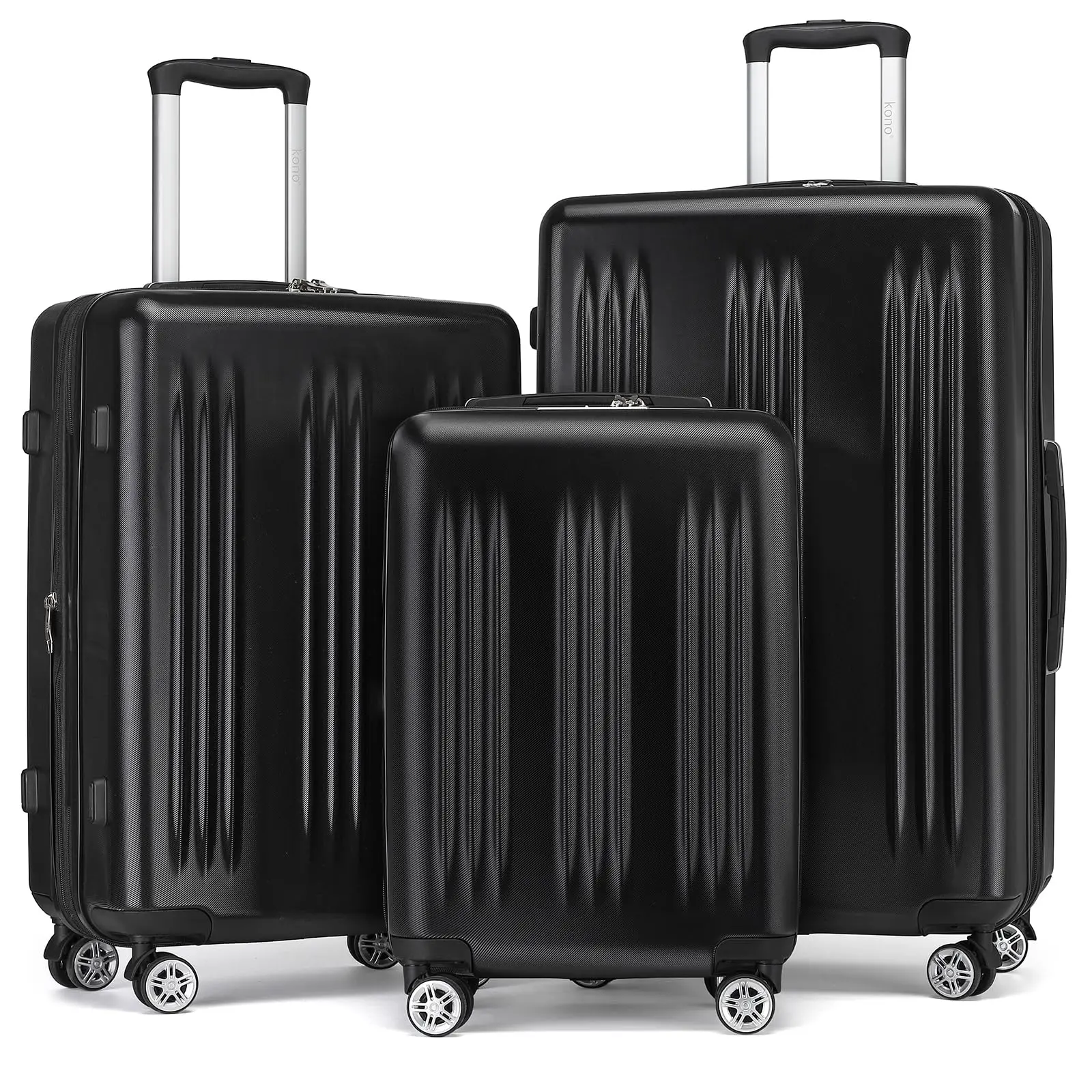 KONO 3 Series Suitcase Set Expandable 4 Roll TSA Lock Lightweight hand luggage 55cm Medium 65cm Large 75cm Trolley