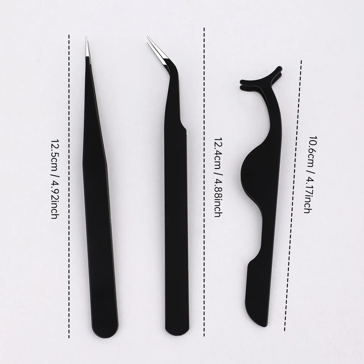 3 個の多機能ステンレス鋼まつげピンセット、高精度、頑丈で耐久性のあるまつげツール