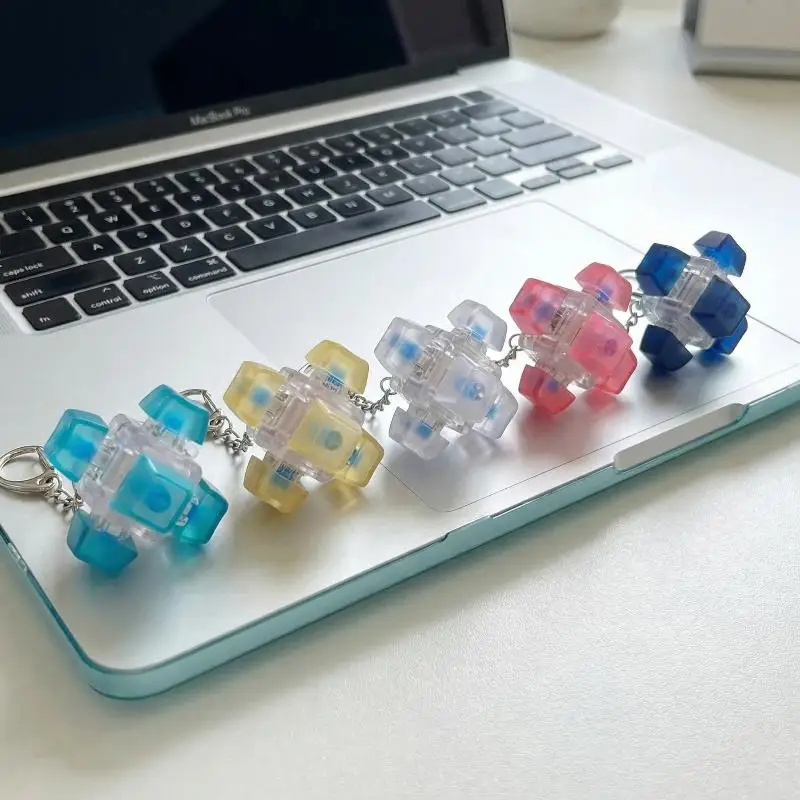 6Key Finger Button Anti-stress Toys Mechanical Keyboard Keycaps Office Decompression Calming Keychain Gifts For Children Adults