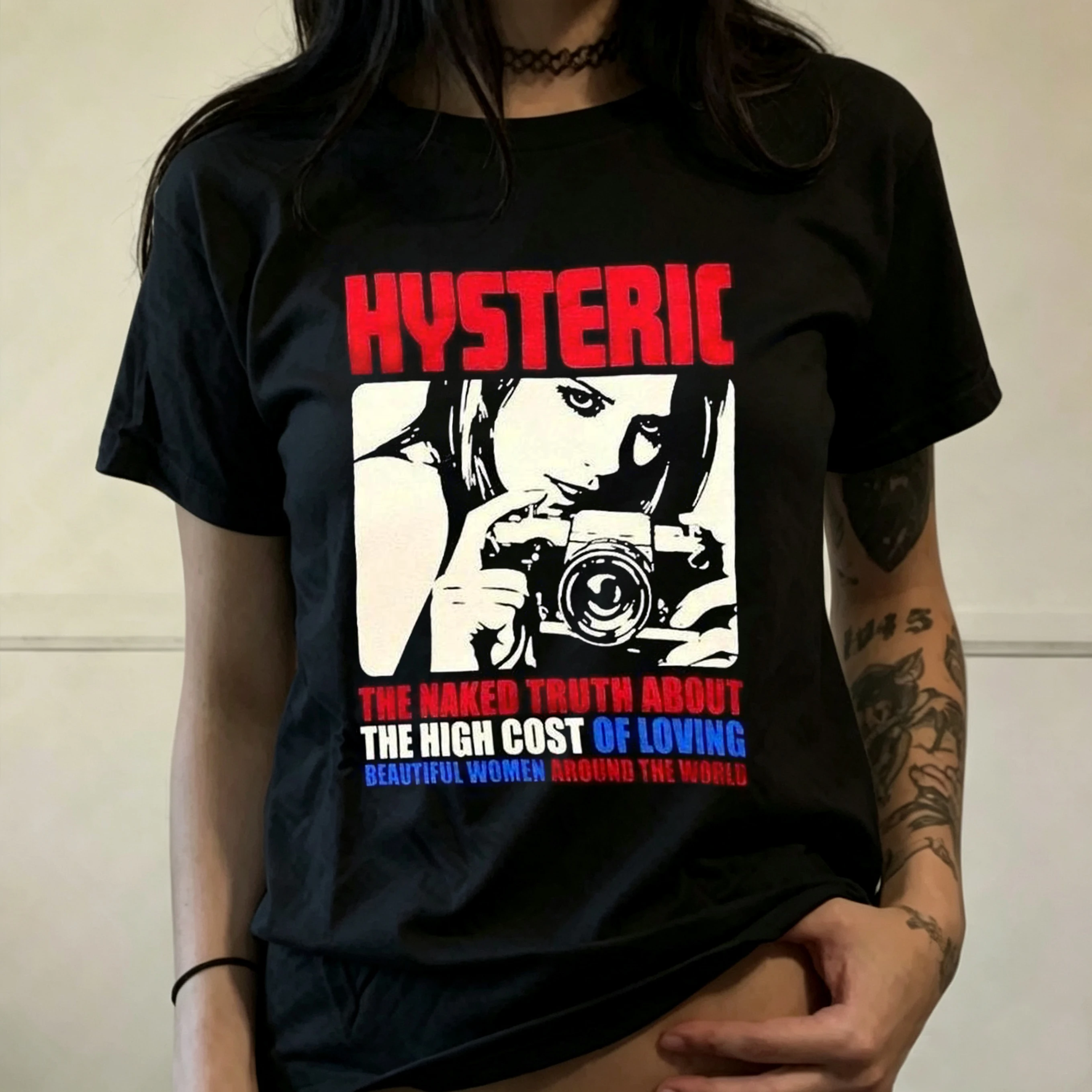 Vintage High Quality HYSTERIC Printed Graphic T-shirts Men and Women Short Sleeved T-shirts Harajuku Y2K Streetwear Tee Tops