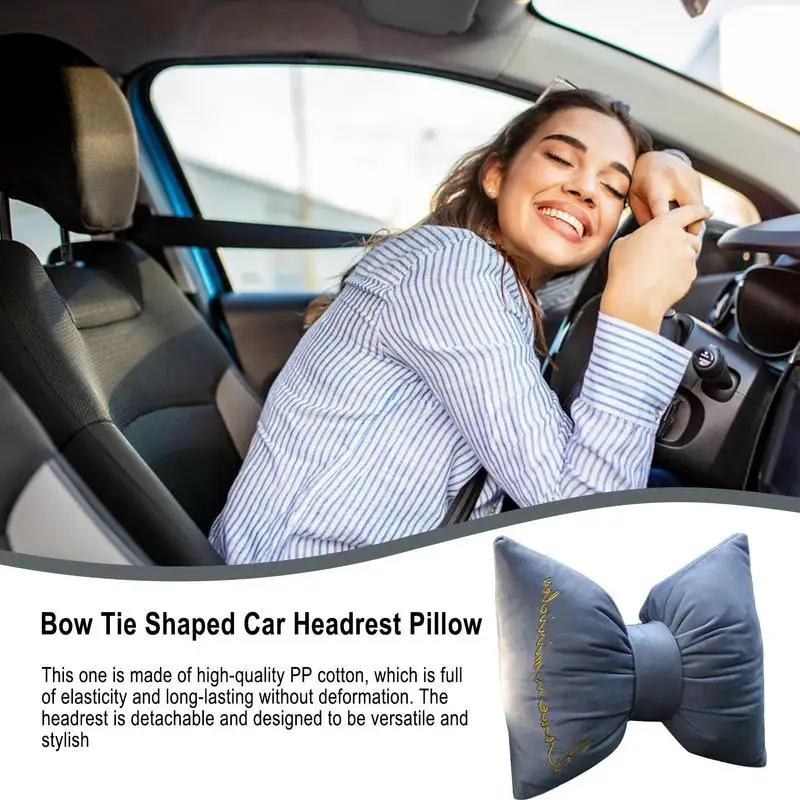 Car Seat Neck Pillow Bowknot Women Seat Neck Support Pillow Soft Cute Neck Cushion For Comfortable Driving Stress Relief While