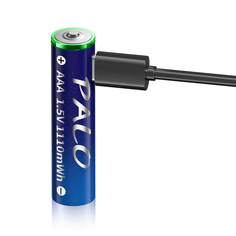 PALO Li-Ion AAA-Batterie 1,5 V 1110 mWh Lithium-Ionen 3A USB wiederaufladbare Batterien für ferngesteuertes elektronisches Spielzeug + Typ-C-Kabel