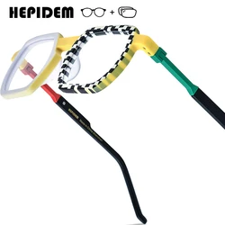 HEPIDEM Progressive Prescription Glasses Custom  Anti Blue Myopia Optical Lens Eyewear Men Women Acetate Square Eyeglasses 373
