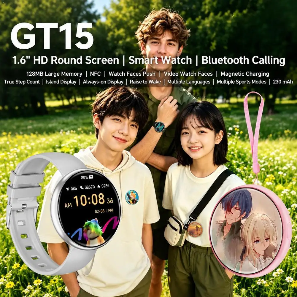 For Ebadge Smart Electronic Watch 1.52-inch Anime Style Digital Pin With Photo, Video Display, HD Touchscreen E-Badge Gifts