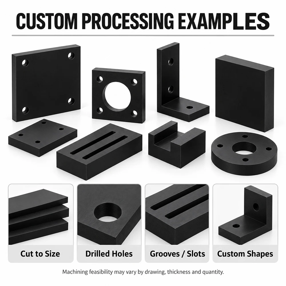 Customizable Black PP Plastic Riser/Spacer Block – Wear-Resistant Nylon Square Base Pad for Furniture, Bed, and Table Legs