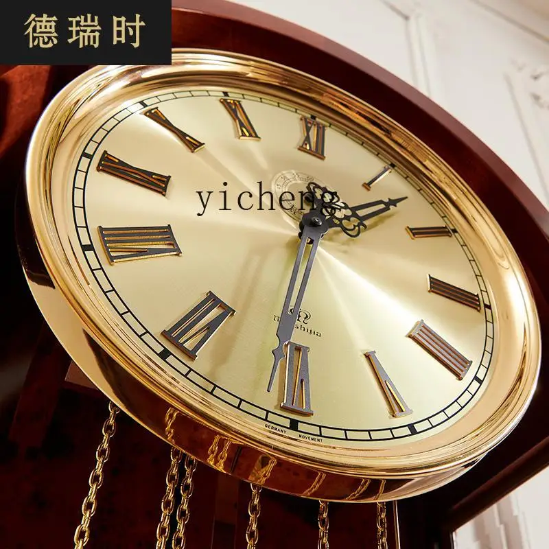 H20-mechanical floor clock Chinese retro living room clock vertical clock villa American new style
