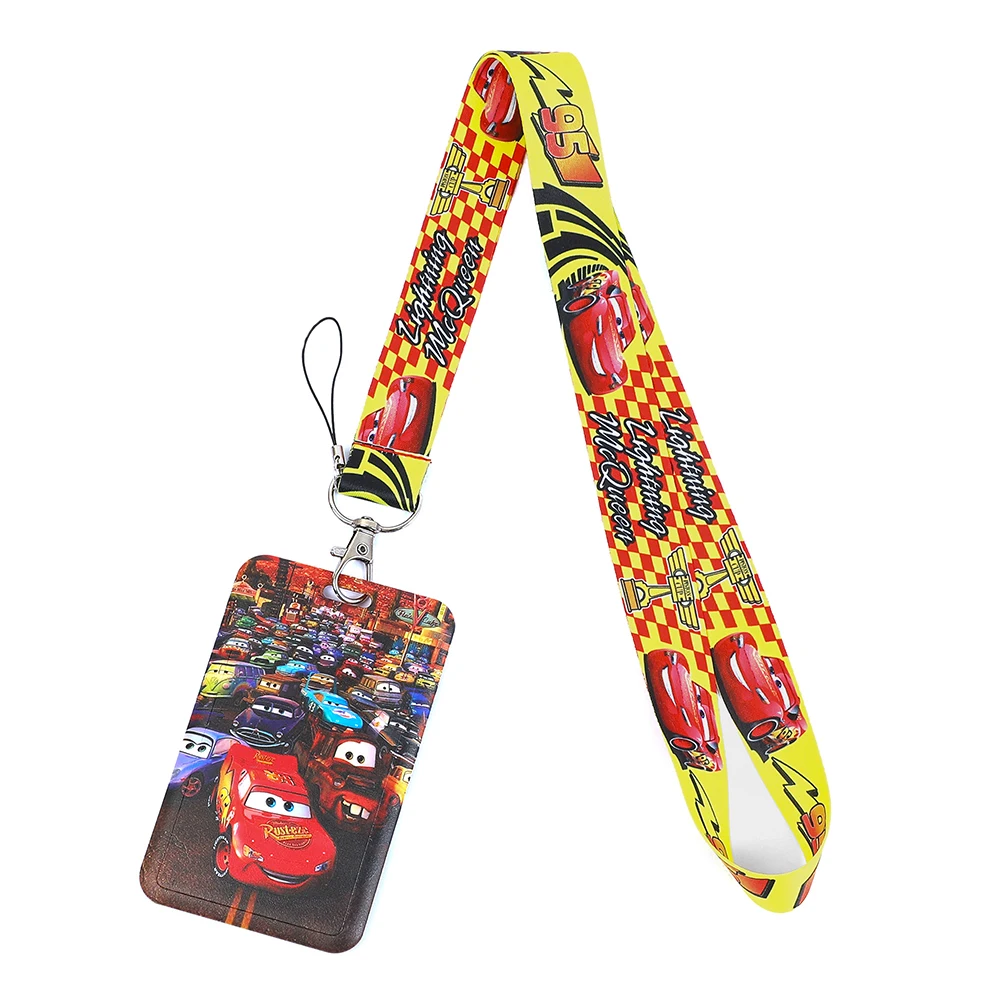 1 قطعة سلسلة مفاتيح Pixar Cars Lightning McQueen Lanyards-حامل شارة الهوية من البوليستر مثالي للمفاتيح والهاتف والبطاقة هدية مثالية لمحبي