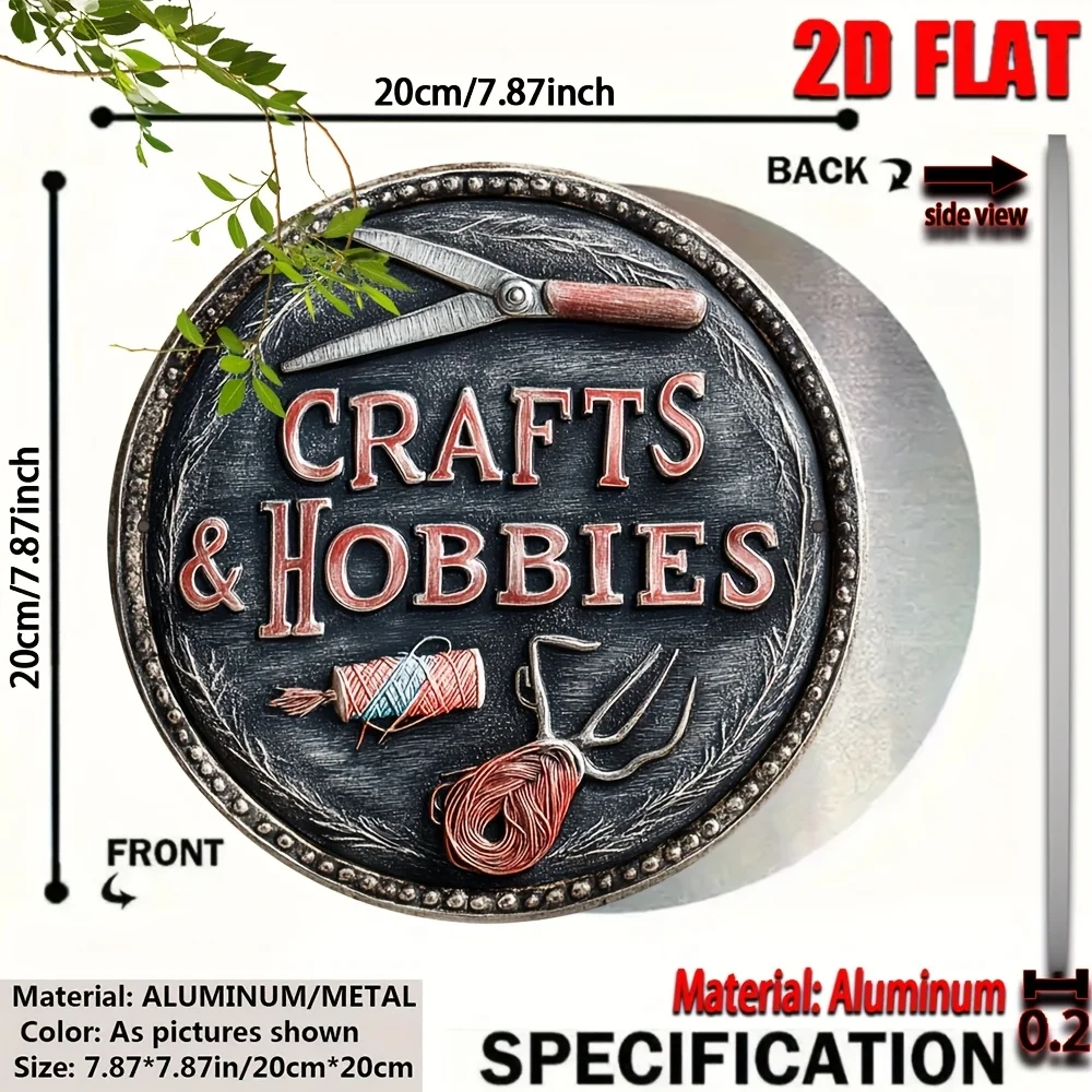 2D Flat, 1pc Vintage Crafts & Hobbies Metal Wall Sign - 7.87