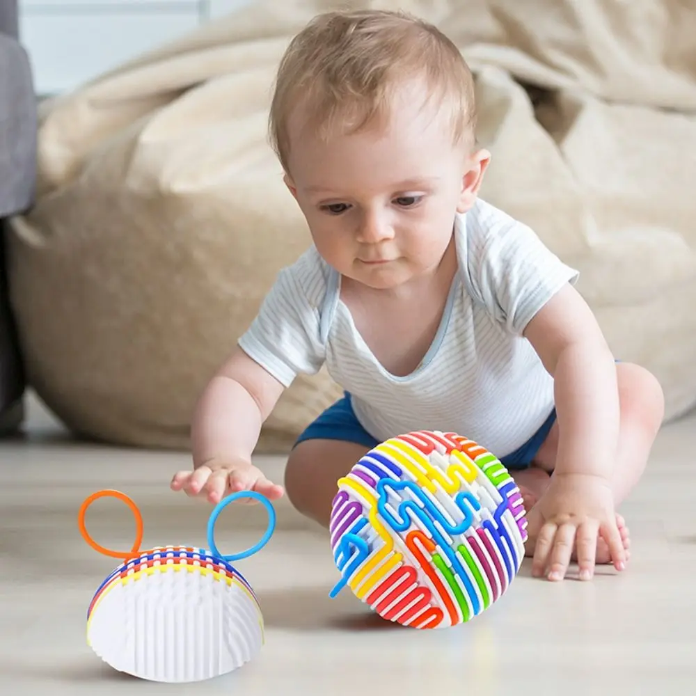 

3D Stereoscopic Montessori Sensory Activity Ball Rainbow Color Twist Rope Finger Fidget Ball DIY Design Silicone Material
