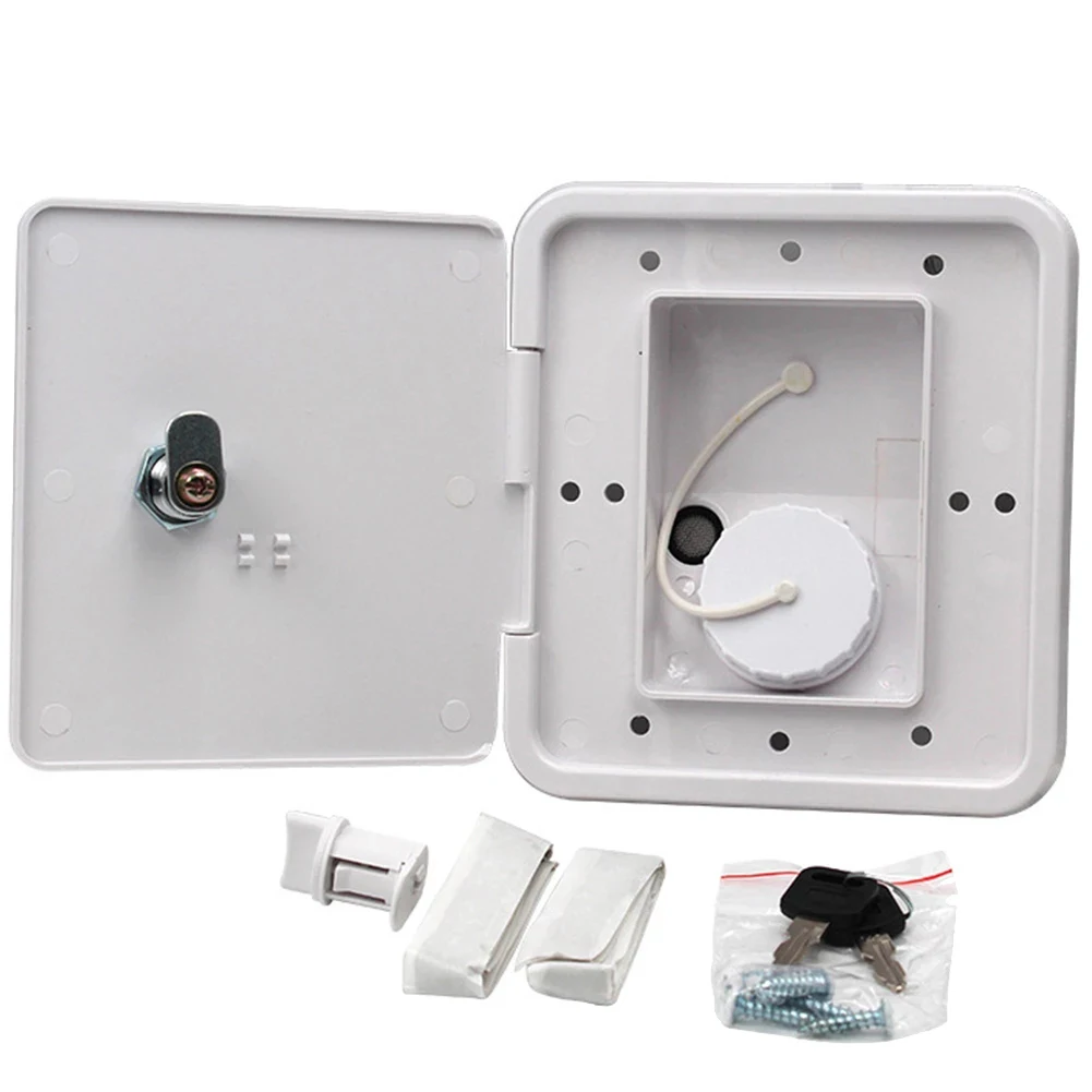 

A76T-RV Gravity Water Filler Square Hatch Water Box With Key Screw RV Trailer Caravan Accessories