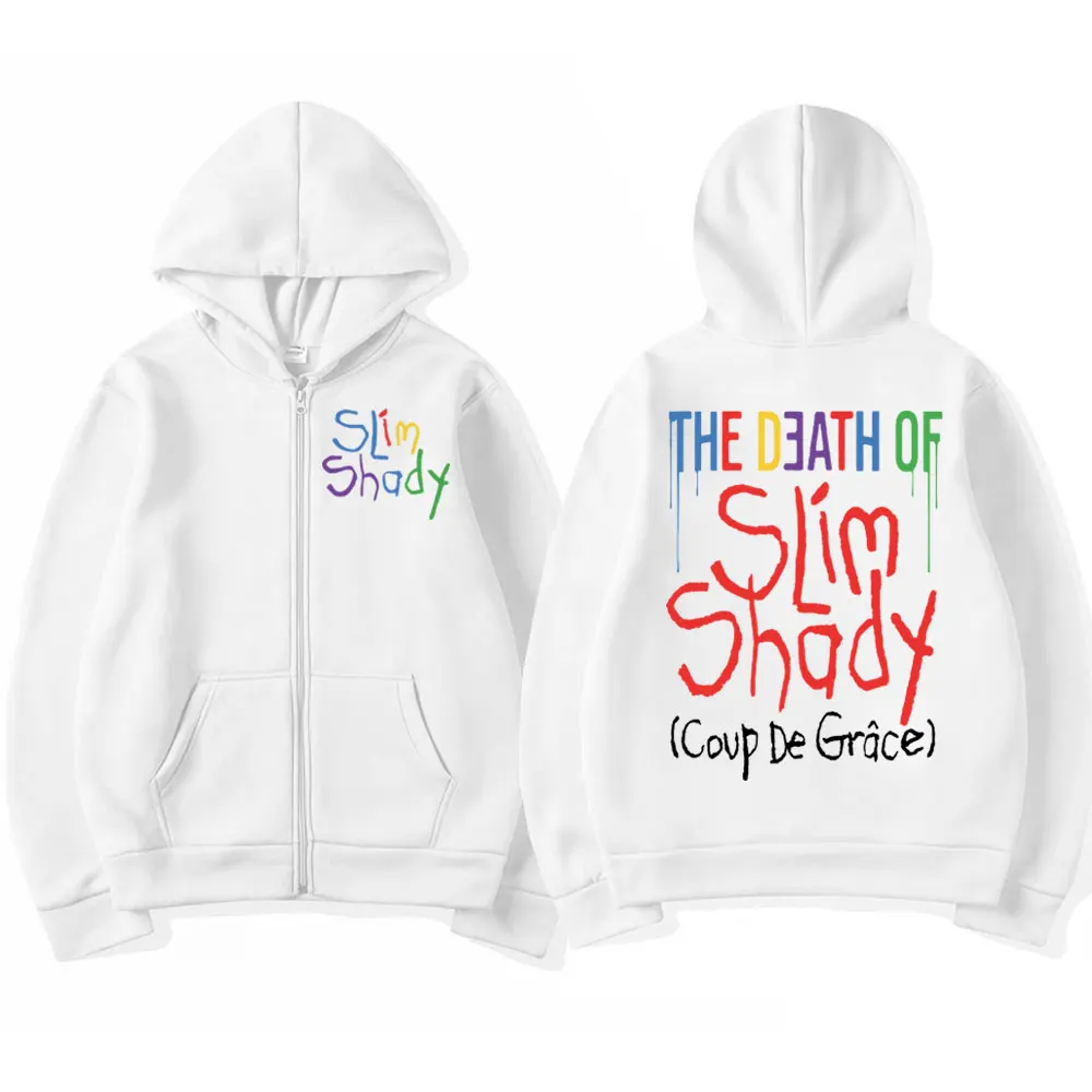 مغني الراب ايمينيم الموت سليم شادي طباعة قلنسوة بسحاب موضة الهيب هوب زمم البلوز Harajuku Y2k الشارع البلوفرات للجنسين