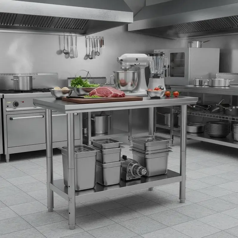 Edelstahl-Arbeitstisch 900 x 600 x 70 mm für Lebensmittelzubereitung, Nähen, Waschen, Basteln, Garagennutzung usw.