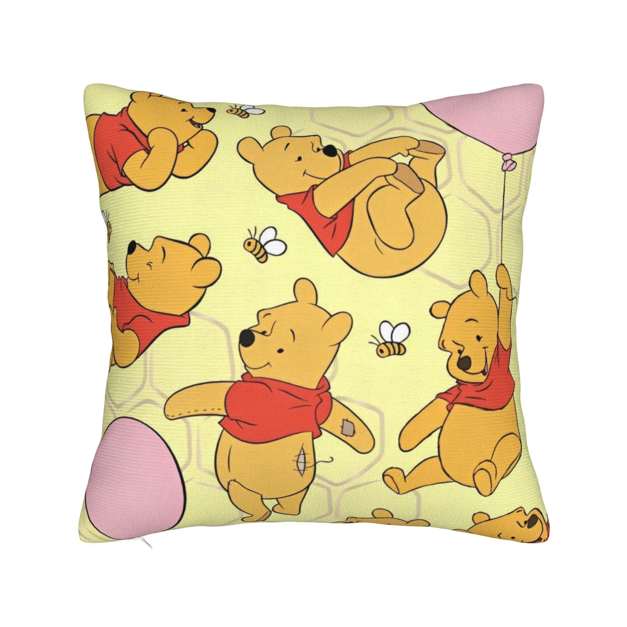 Winnie The Pooh Square Pillow Cases Cute Honey And Bee Cushion Covers Polyester Decor Throw Pillow Case Cover for Sofa 45x45cm