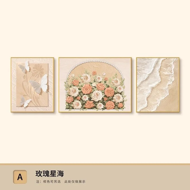Picture 7: Decorative painting High-end flower sofa background wall hanging painting French triptych